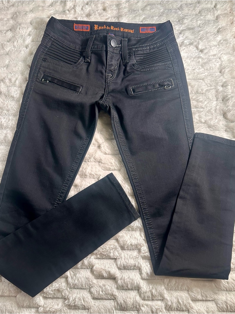 Rock by Rock Revival Black Skinny Jeans with Zip Accents NWOT sz 26